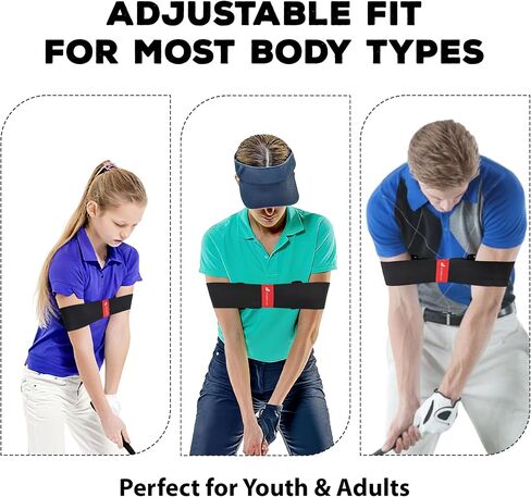 Golf Swing Trainer Aid, Adjustable Elastic Swing Correcting Arm Band, Golf Practice Accessories to Fix Chicken Wing, Golf Training Equipment Gifts for Golfers, Beginners and Players in Kuwait