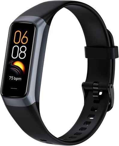 Fitness Tracker with 24/7 Blood Oxygen Heart Rate and Sleep Monitor,IP68 Waterproof,1.10''AMOLED Touch Color Screen,Step Counter Health Activity Trackers for Women Men (Black) in Kuwait
