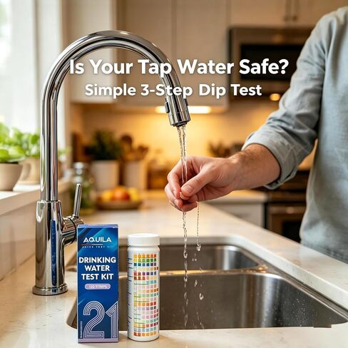 Drinking Water Test Kit 21 in 1, 150CT Water Testing Strips for Home Tap, Well, Pool, Hot Tub, Water Tester for Hardness, pH, Iron, Copper, Chlorine, Nitrite, Lead, Alkalinity, Flouride, & More in Kuwait