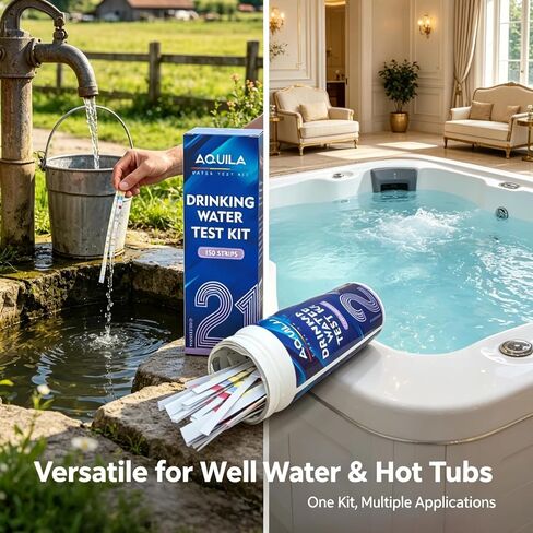Drinking Water Test Kit 21 in 1, 150CT Water Testing Strips for Home Tap, Well, Pool, Hot Tub, Water Tester for Hardness, pH, Iron, Copper, Chlorine, Nitrite, Lead, Alkalinity, Flouride, & More in Kuwait