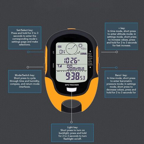 Cryfokt Digital Altimeter, Dual Navigation System with 16 Direction Compass and Hygrometer Thermometer, for Hiking Camping Mountaineering Outdoor Activities in Kuwait