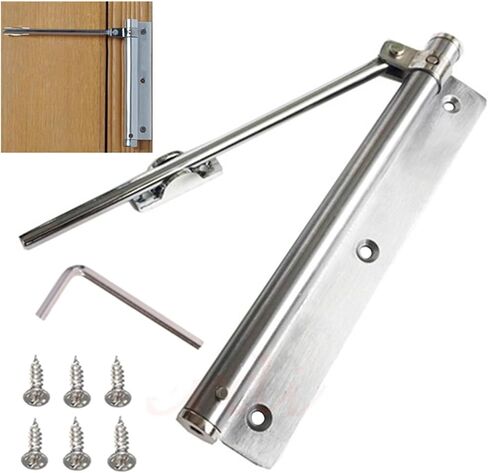 Door Closer, Single Spring Strength Adjustable Surface Mounted Stainless Steel Automatic Closing Fire Rated Door Hardware 45kg Opener in Kuwait