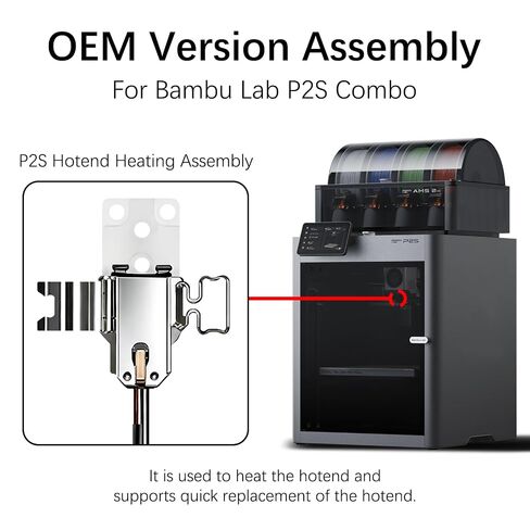 طقم تجميع التسخين P2S Hotend الأصلي لطابعات Bambu Lab P2S ثلاثية الأبعاد، مكون التسخين P2S Hotend سريع التغيير مع خرطوشة السخان والثرمستور، مشبك القاعدة ملحقات الطابعة ثلاثية الأبعاد P2S in Kuwait
