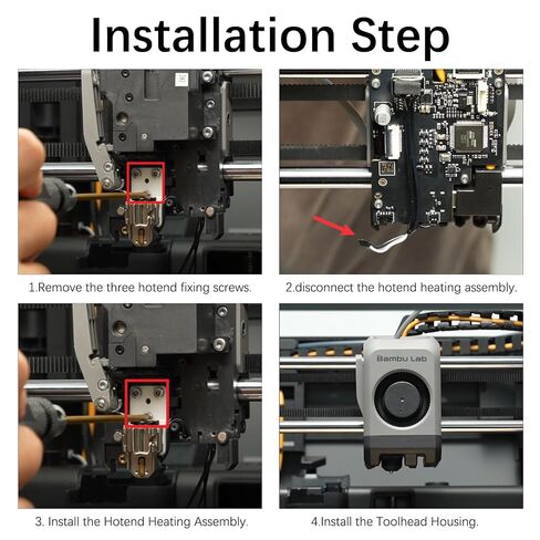 طقم تجميع التسخين P2S Hotend الأصلي لطابعات Bambu Lab P2S ثلاثية الأبعاد، مكون التسخين P2S Hotend سريع التغيير مع خرطوشة السخان والثرمستور، مشبك القاعدة ملحقات الطابعة ثلاثية الأبعاد P2S in Kuwait