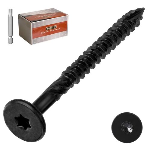 #14 x 2-7/8" Black Deck Screws, T30 Torx Drive Exterior Wood Screws, Epoxy Coated for Pressure Treated Lumber (50 Pack) in Kuwait