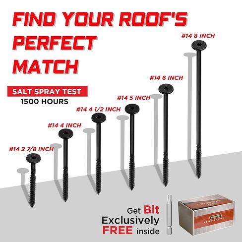 #14 x 2-7/8" Black Deck Screws, T30 Torx Drive Exterior Wood Screws, Epoxy Coated for Pressure Treated Lumber (50 Pack) in Kuwait