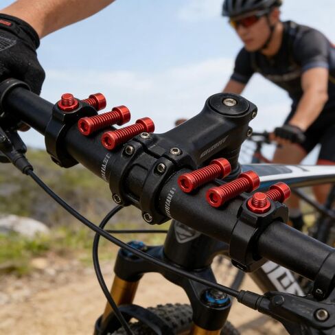 6pcs/12pcs Universal Bicycle Handlebar Stem Bolts - Lightweight Stainless Steel Colorful Titanium-Plated Screws - Red in Kuwait