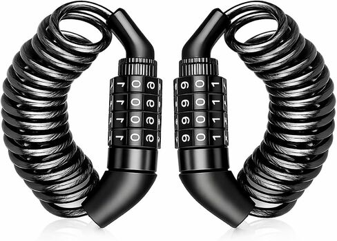 2Pcs Motorcycle/Bike Cable Helmet Combination Lock,4.6 ft Long Steel Cable Retractable,Locking for Travel Luggage, Suitcase, Bag, Snowboard,Stroller, Motorcycle Helmet Anti Theft（2 Pack） in Kuwait