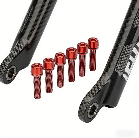 6pcs/12pcs Universal Bicycle Handlebar Stem Bolts - Lightweight Stainless Steel Colorful Titanium-Plated Screws - Red in Kuwait