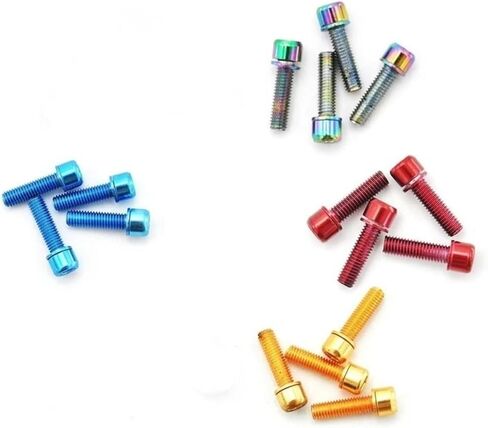 6pcs/12pcs Universal Bicycle Handlebar Stem Bolts - Lightweight Stainless Steel Colorful Titanium-Plated Screws - Red in Kuwait