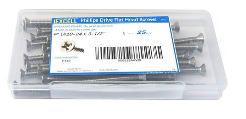Iexcell 100 قطعة #10-24 × 3/8 بوصة من الفولاذ المقاوم للصدأ 304 فيليبس درايف مسامير غاطسة برأس مسطح in Kuwait