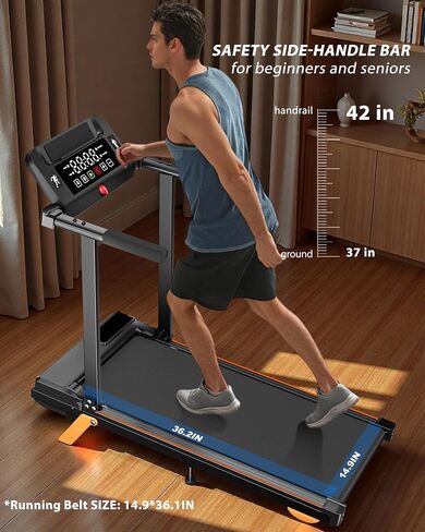 Walking Pad Treadmills for Home - Foldable Treadmill with Handle Bar, 4 Levels Height, 12% Incline, Stand Desk in Kuwait