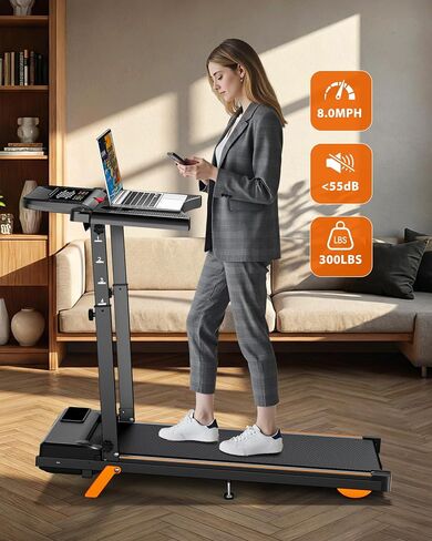 Walking Pad Treadmills for Home - Foldable Treadmill with Handle Bar, 4 Levels Height, 12% Incline, Stand Desk in Kuwait