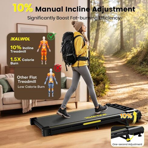 Walking Pad Treadmill with 10% Incline，Walking Pad Under Desk Up to 6.2MPH，4-in-1 Treadmills for Home with Full Screen LED Display，2.75HP Brushless Drive, 12 HIIT Programs,350 LBS Weight Capacity in Kuwait