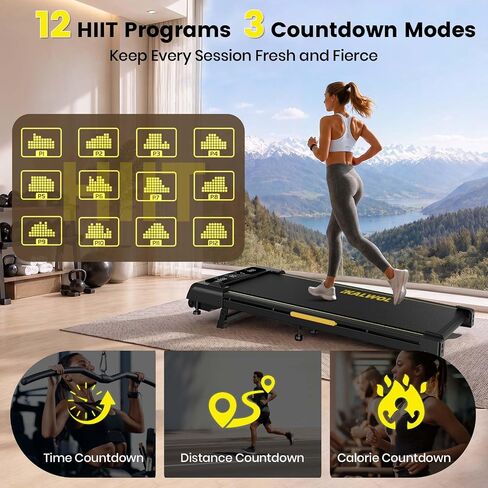 Walking Pad Treadmill with 10% Incline，Walking Pad Under Desk Up to 6.2MPH，4-in-1 Treadmills for Home with Full Screen LED Display，2.75HP Brushless Drive, 12 HIIT Programs,350 LBS Weight Capacity in Kuwait