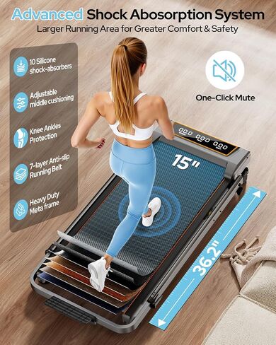 Walking Pad Treadmill with 12% Incline & Handle Bar Height Adjustable, One-click MUTE Walking Pad with Incline 3 Level, 3.5HP Foldable Walking Pad Treadmills for Home Office Small 350lbs, Remote & APP in Kuwait