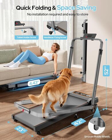 Walking Pad Treadmill with 12% Incline & Handle Bar Height Adjustable, One-click MUTE Walking Pad with Incline 3 Level, 3.5HP Foldable Walking Pad Treadmills for Home Office Small 350lbs, Remote & APP in Kuwait