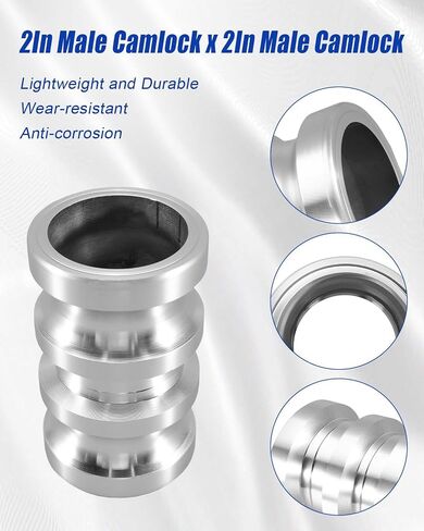 محول Cam and Groove Spool من النوع AA، Camlock ذكر 2 بوصة × 2 بوصة ذكر Camlock، بحد أقصى 250 رطل لكل بوصة مربعة، محول ألومنيوم يحل محل CAM-20-AA-AL AA2020 in Kuwait