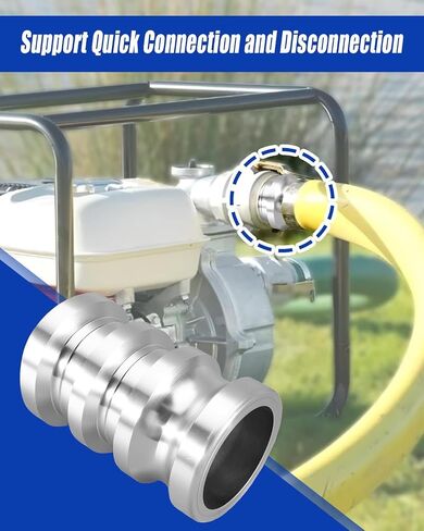 محول Cam and Groove Spool من النوع AA، Camlock ذكر 2 بوصة × 2 بوصة ذكر Camlock، بحد أقصى 250 رطل لكل بوصة مربعة، محول ألومنيوم يحل محل CAM-20-AA-AL AA2020 in Kuwait