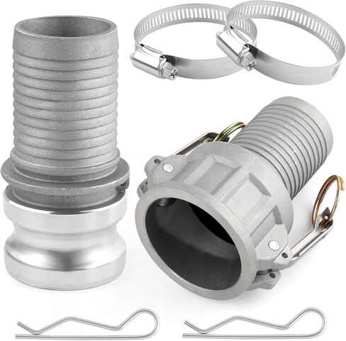 2 Inch Camlock Fittings Type Aluminum Cam and Groove Hose Fitting with Female&Male Camlock x Hose Shank,Quick Hose Couplings Adapter with Hose Clamps,Easy Connect and Disconnect in Kuwait