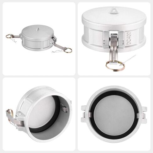 تركيب أخدود كامة من الألومنيوم من النوع DC، تركيب خرطوم كامة وأخدود 4 بوصة، تركيبات Camlock بغطاء غبار مع حشوات احتياطية لأنظمة نقل السوائل، فضي in Kuwait
