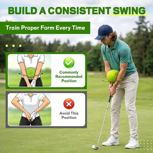 The Connector Golf Swing Trainer for Posture Arm Position Correction Green | Soft memory foam,non-slip surface,corrects chicken wing,slicing and scooping,indoor or outdoor practice,all skill levels in Kuwait