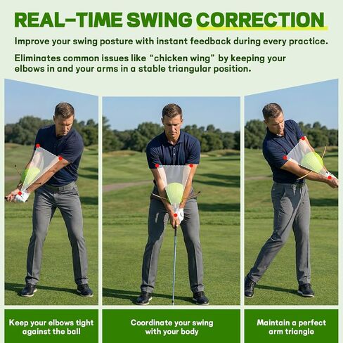 The Connector Golf Swing Trainer for Posture Arm Position Correction Green | Soft memory foam,non-slip surface,corrects chicken wing,slicing and scooping,indoor or outdoor practice,all skill levels in Kuwait