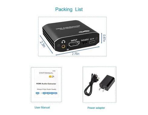 4K30 HDMI Audio Extractor/Adapter，HDMI to 3.5mm+Optical+Coaxial, Support TV/2.0CH/5.1CH Audio Mode, DTS HD/Dolby True HD/LPCM/DTS/Dolby-ac371s Format in Kuwait