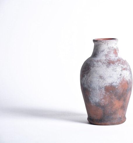 Handmade Rustic Ceramic Decorative vase, 8.3 x 5.5 inches, Off-White, Handcrafted in Vintage Style, Complements Rustic, Country, and Various Decor Themes. in Saudi Arabia