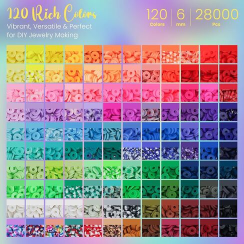 Sunlode 25000pcs Clay Beads Beads Making Kit for Girls ، Beads for Bracelets 6 Boxes Bead for Jewelry Making Friendsilet Sket in Kuwait