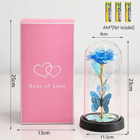 LADADA Galaxy Rose Crystal Rose Gift Glass Rose في القبة تغيير اللون التلقائي سلسلة ضوء LED على الوردة الكريستالية هدايا فريدة للنساء، عيد الميلاد، الزفاف، عيد الحب، الذكرى السنوية وعيد الميلاد in Kuwait