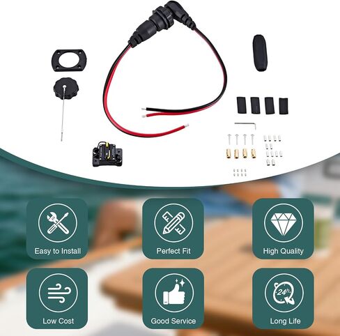MKR-28 1865120 قابس ومقبس محرك التصيد مع مجموعة قواطع دوائر MKR-27 1865115 60A مناسبة لـ Minn Kota 12V - 48V طقم توصيل طاقة محرك التصيد، المياه العذبة والمياه المالحة البحرية in Kuwait