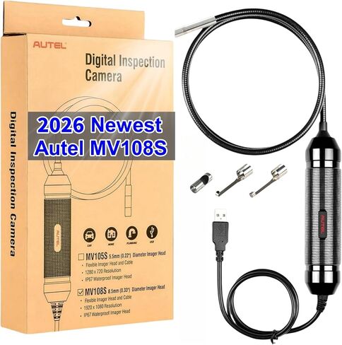 Autel MaxiVideo MV108S Digital Inspection Camera Work with PC MX808 MX900 MS906Pro MS908 MS909 MS919 Ultra, Video Inspection Scope, Waterproof Imager Head, USB Industrial Endoscope, IP67 Waterproof in Kuwait