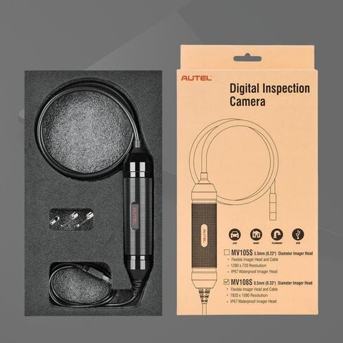 Autel MaxiVideo MV108S Digital Inspection Camera Work with PC MX808 MX900 MS906Pro MS908 MS909 MS919 Ultra, Video Inspection Scope, Waterproof Imager Head, USB Industrial Endoscope, IP67 Waterproof in Kuwait
