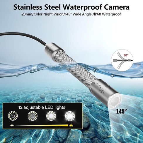 كاميرا الصرف الصحي، 100FT/30M 4.3 بوصة فحص تصريف الأنابيب مع وظيفة DVR وأضواء LED، 23 مم بوريسكوب سباكة 8500 مللي أمبير بطارية مقاومة للماء IP68 منظار HD 1000TVL بطاقة 32 جيجابايت (كاميرا 23 مم) in Kuwait