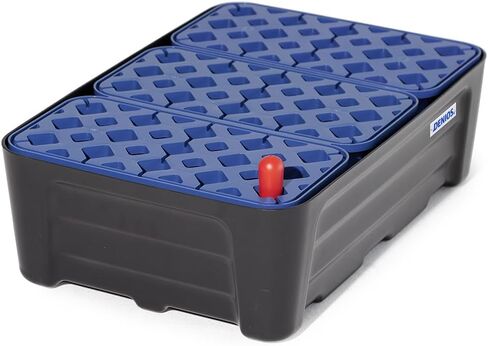 DENIOS® Spill Containment Tray with Grate - 7.9 Gallon Capacity & Included Leak Indicator | Heavy-Duty Spill Tray (23.3"x15.8"x7.1") for Industrial Use | Leak-Proof, Durable, Chemical-Resistant Pan in Kuwait