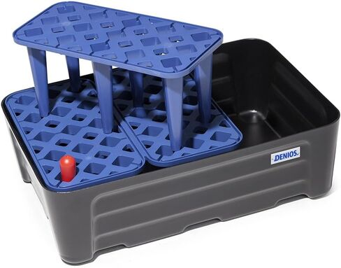DENIOS® Spill Containment Tray with Grate - 7.9 Gallon Capacity & Included Leak Indicator | Heavy-Duty Spill Tray (23.3"x15.8"x7.1") for Industrial Use | Leak-Proof, Durable, Chemical-Resistant Pan in Kuwait