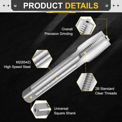 uxcell Hand Taper Tap 3/4"-16 UNF 2B Left Hand Thread Taper Style Taps Straight Flute Screw Tapping Threading Tool High Speed Steel HSS6542 in Kuwait