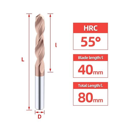 الطول الإجمالي 80 مم لقم الثقب من الكربيد HRC55° لأدوات CNC لأعمال المعادن الصلبة مثاقب معدنية من الصلب التنغستن 2.1-10 مم 1 قطعة (3.6 مم_80 مم) in Kuwait