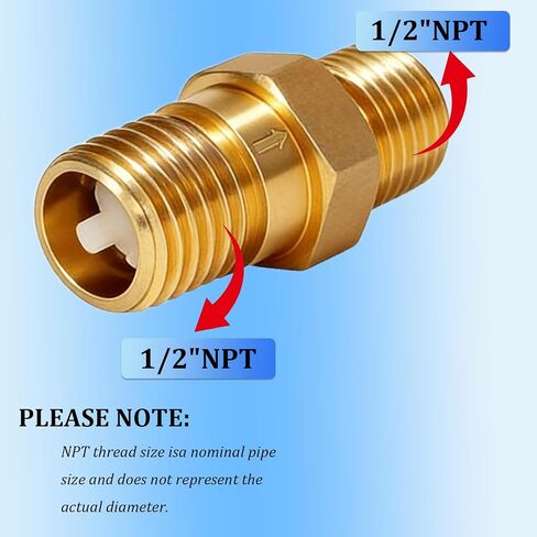 RV Water Heater Check Valve, 1/2" NPT Male to Male Thread Hot Water Heater Check Valve, Lead-Free Brass Heater Backflow Preventer for RV, Camper, Motorhome, Trailer, 1 Pack in Kuwait