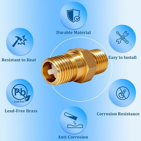 RV Water Heater Check Valve, 1/2" NPT Male to Male Thread Hot Water Heater Check Valve, Lead-Free Brass Heater Backflow Preventer for RV, Camper, Motorhome, Trailer, 1 Pack in Kuwait