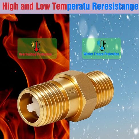 RV Water Heater Check Valve, 1/2" NPT Male to Male Thread Hot Water Heater Check Valve, Lead-Free Brass Heater Backflow Preventer for RV, Camper, Motorhome, Trailer, 1 Pack in Kuwait