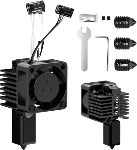 BURMONG P1P P1S Hotend Complete Kit, Hotend Complete Kit for Bambu Lab P1P/P1S 3D Printer, Full Assembly 0.2/0.4/0.6 mm Hardened Steel Nozzle with Ceramic Heater, Extruder Heating Block Replacement in Kuwait
