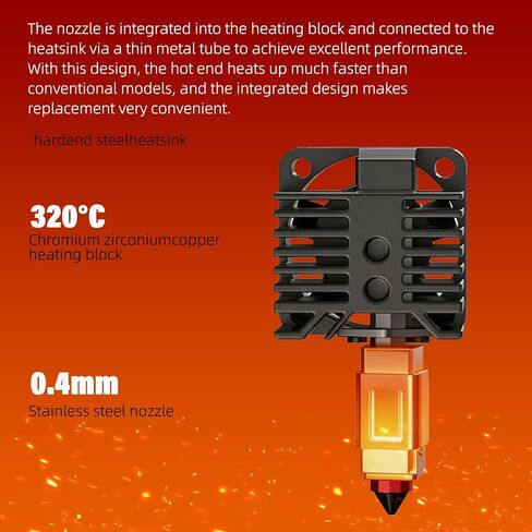 BURMONG P1P P1S Hotend Complete Kit, Hotend Complete Kit for Bambu Lab P1P/P1S 3D Printer, Full Assembly 0.2/0.4/0.6 mm Hardened Steel Nozzle with Ceramic Heater, Extruder Heating Block Replacement in Kuwait