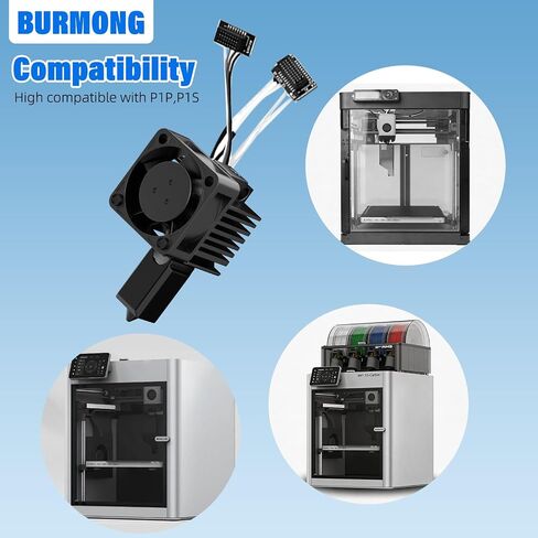 BURMONG P1P P1S Hotend Complete Kit, Hotend Complete Kit for Bambu Lab P1P/P1S 3D Printer, Full Assembly 0.2/0.4/0.6 mm Hardened Steel Nozzle with Ceramic Heater, Extruder Heating Block Replacement in Kuwait
