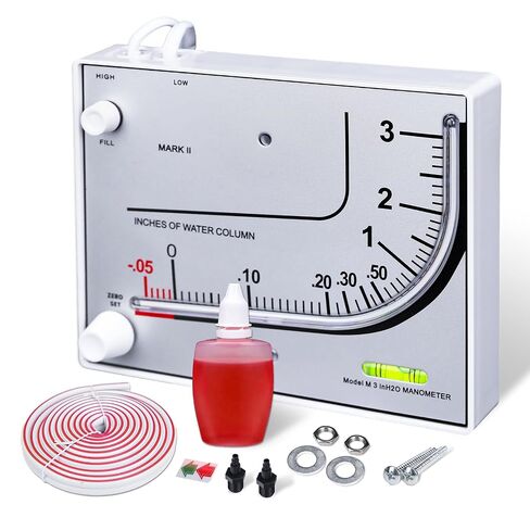 Mark II 25 Liquid Filled Manometer with 3% Accuracy, 0-3" w.c., Replacement for Dwyer, High Precision Liquid-Filled Manometer for HVAC and General Applications in Kuwait