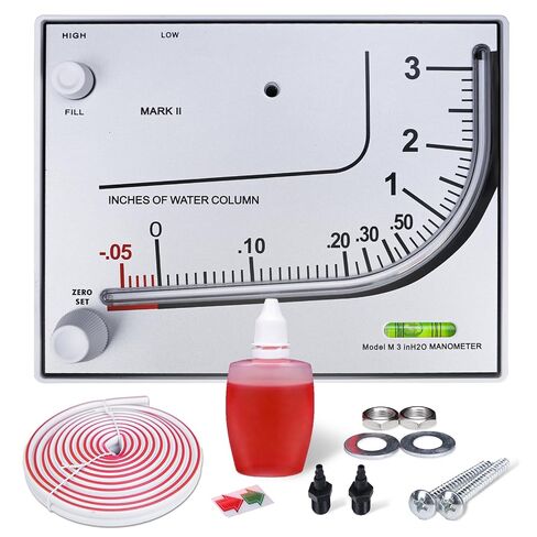 Mark II 25 Liquid Filled Manometer with 3% Accuracy, 0-3" w.c., Replacement for Dwyer, High Precision Liquid-Filled Manometer for HVAC and General Applications in Kuwait