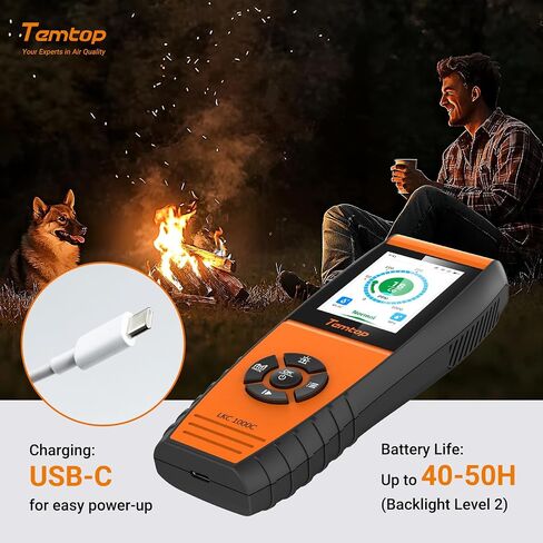 Temtop Portable Air Quality Monitor, Rechargeable Detector with Temperature & Humidity Display, 0-1000 PPM Range, TFT Color Screen, Custom Alert for Home, Travel, RV, Camping in Kuwait
