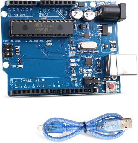 UNO R3 Board Compatible with arduino for STEM Education & DIY Prototyping - ATmega328P Microcontroller with USB Cable for Makers and Projects in Kuwait