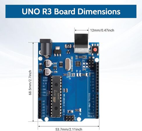 UNO R3 Board Compatible with arduino for STEM Education & DIY Prototyping - ATmega328P Microcontroller with USB Cable for Makers and Projects in Kuwait